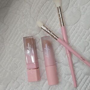 Slmissglam Ne Pink Eye Brush Set And Nude Lipgloss